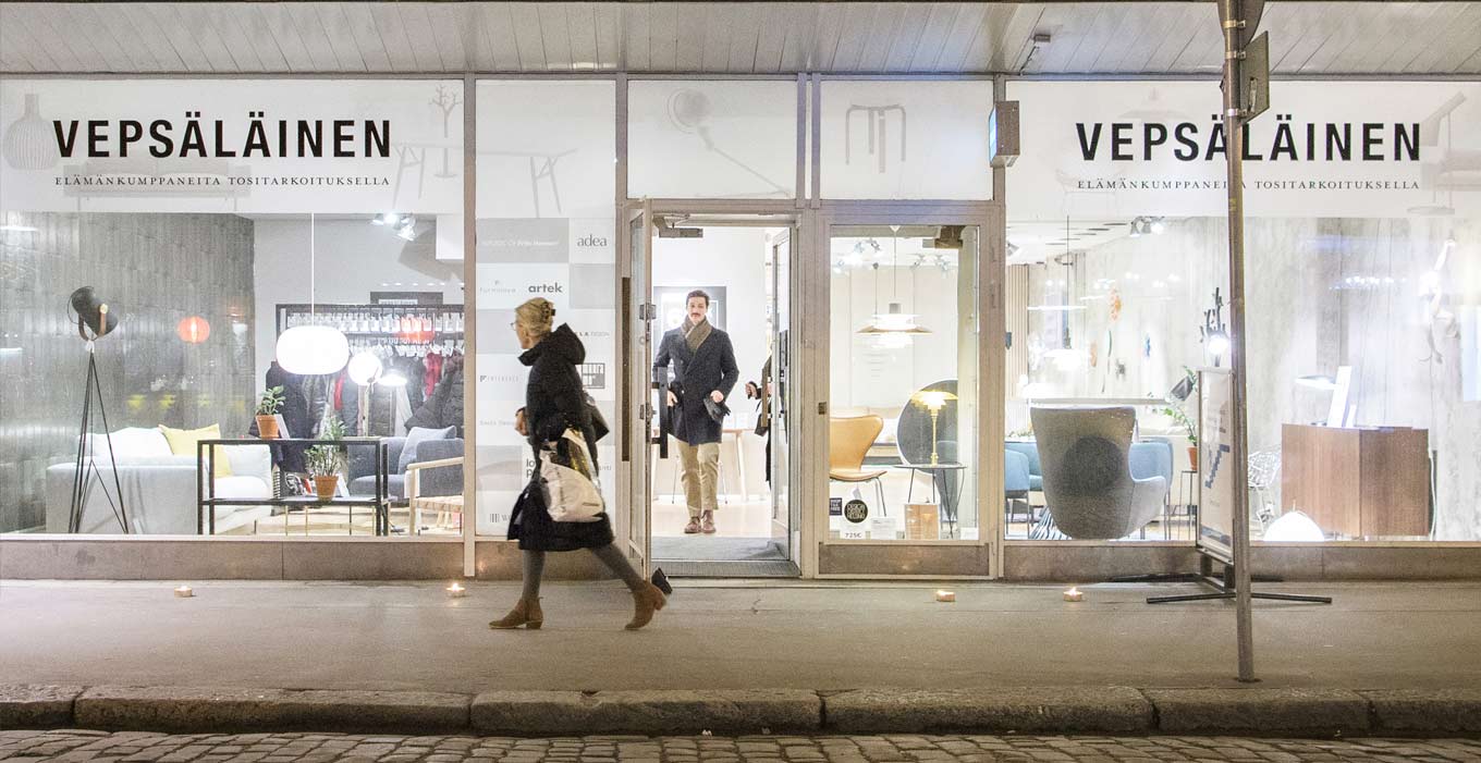 Veps&auml;l&auml;isen Annankadun myym&auml;l&auml; kadulta kuvattuna