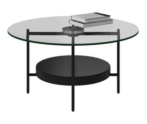 Madrid Coffee Table, Metal / Clear Glass, ⌀ 80 cm