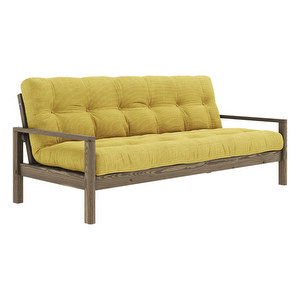 Knob Futon Sofa, Corduroy Honey / Carob Brown, W 205 cm
