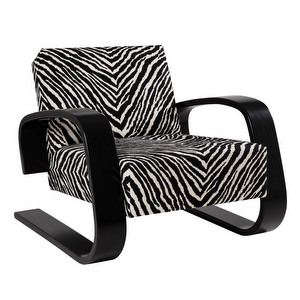 Armchair 400 "Tank", Zebra Fabric black-white / Black