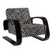Armchair 400 "Tank", Zebra Fabric black-white / Black
