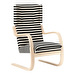 Armchair 401, Birch / Polo Fabric Black and White