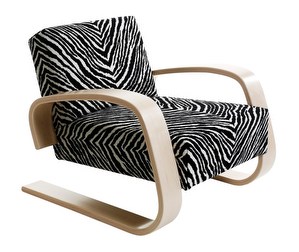 Armchair 400 “Tank”, Zebra Fabric black-white, H 65 cm