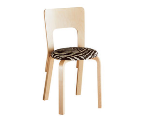 Chair 66, Birch/Zebra Fabric black-white, Assembled