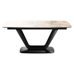 Alicante Extendable Dining Table, Brown Ceramic / Black, 99 x 183/263 cm