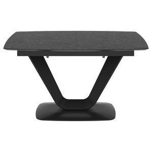 Alicante Extendable Dining Table, Dark Grey Stone Ceramic / Black, 99 x 140/190 cm