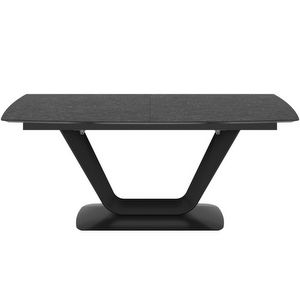 Alicante Extendable Dining Table, Dark Grey Stone Ceramic / Black, 99 x 183/263 cm