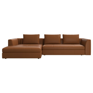 Bergamo Chaise Longue, Nordic Grain Leather 5134 Caramel, W 319 cm
