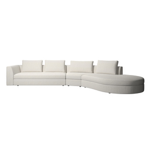 Bergamo Chaise Longue, Lazio Fabric 3090 White, W 410 cm
