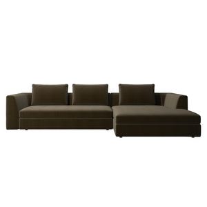 Bergamo Sofa, Velvet Fabric 3132 Brown, W 294 cm