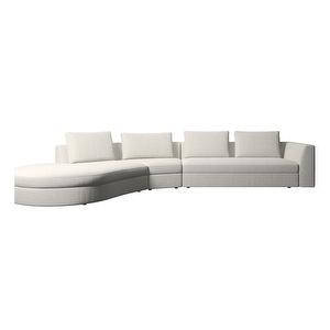 Bergamo Chaise Longue, Lazio Fabric 3090 White, W 410 cm