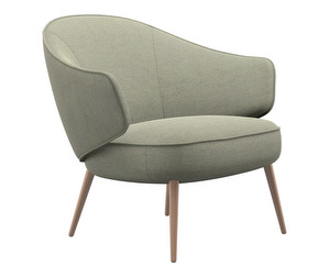 Charlotte Armchair, Lazio Fabric 3092 Light Green / Chestnut