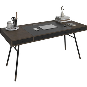 Cupertino Desk, Dark Oak / Black, 75 x 170 cm