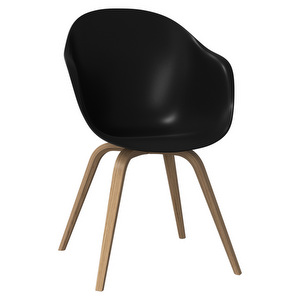 Hauge Chair, Black / Natural Oak, Armrests