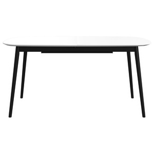 Kingston Dining Table, White / Black, 100 x 160/230 cm