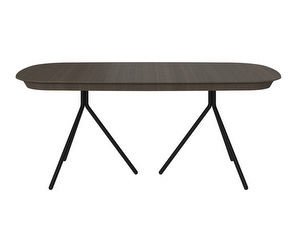 Ottawa Extendable Dining Table, Dark Oak / Matt Black, 100 x 185/250 cm