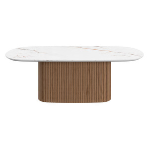 Santiago Coffee Table, White Ceramic / Natual Oak, 58 x 118 cm