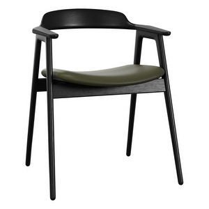 Seoul Chair, Nordic Grain Leather 5133 Olive Green / Black Oak