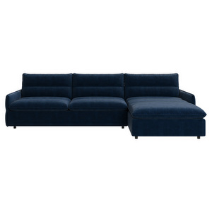 Southampton Sofa Bed with Chaise Longue, Ravello Fabric 3225 Dark Blue, W 303 cm