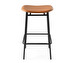 Fifties Bar Stool, Cognac Brown Leather/Matt Black, H 68 cm