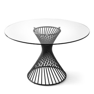 Vortex Dining Table, Glass/Matt Black, ø 120 cm