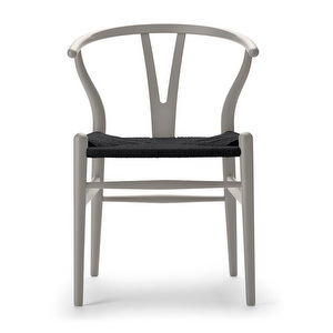 Ch24 Wishbone Chair, Soft Silver, Black Seat
