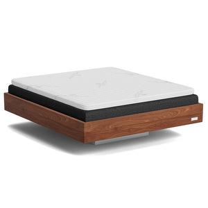 Hällsö Bed, Luxury Fabric Dark Grey / Walnut, 180 x 200 cm / medium
