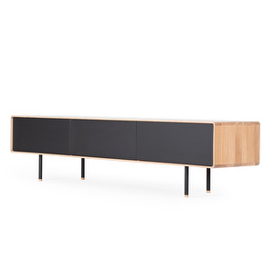 Fina Sideboard, White Oak / Black Linoleum, 48 x 200 cm