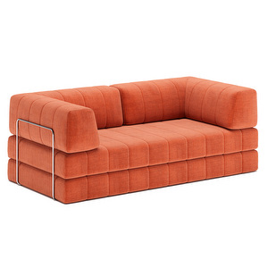 CozyPad-vuodesohva, Esina-kangas 412 rust orange, L 208 cm / käsinojilla