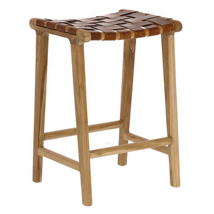 Calixta Bar Stool, Brown Leather, H 67 cm