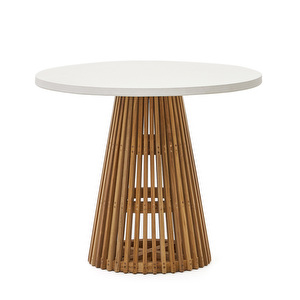 Alcaufar-ruokapöytä, tiikki/valkoinen, ⌀ 90 cm