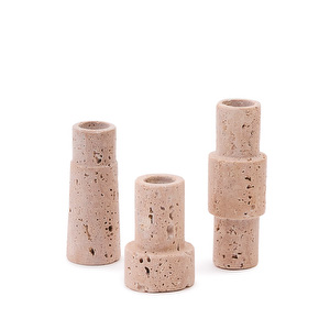 Majid-kynttilänjalkasetti, beige travertiini, 3 kpl