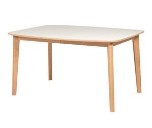 Extendable Dining Table #118, White / White-Oiled Oak, 102 x 142/187 cm