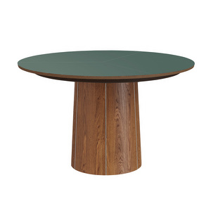 Extendable Dining Table #33, Walnut / Green Slate, ø 123-149 cm
