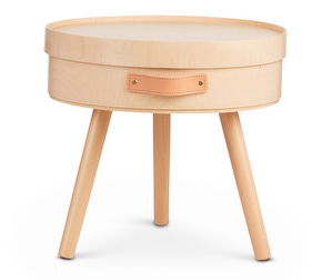 Aski Coffee Table/Storage Unit, With leg, Birch, ø 48 cm