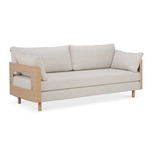 On2 Wood Sofa Bed, Diamonds Fabric 012 Off-White, W 202 cm