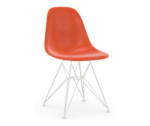Eames DSR Fiberglass Chair, Red Orange/White